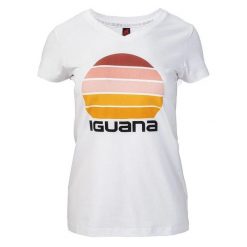 T-shirt Damski Z Krótkim Rękawem Rioki. Białe t-shirty IGUANA, bez wzorów, bez kołnierzyka, bez ramiączek. Za 63.99 zł.