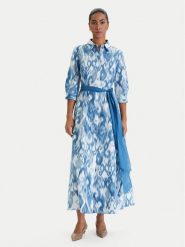 Luisa Spagnoli Sukienka koszulowa Palato 542965 Niebieski Regular Fit. Niebieskie sukienki LUISA SPAGNOLI, l, bez wzorów, z bawełny, bez kołnierzyka, bez ramiączek, koszulowe. Za 2,019.00 zł.