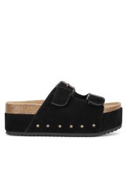 Badura Klapki TS6208-01 Czarny. Czarne klapki Badura, bez wzorów, ze skóry, bez obcasa. Za 229.99 zł.