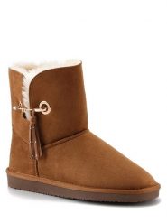ISLAND BOOT Botki zimowe "Whale" w kolorze jasnobrązowym rozmiar: 36. Brązowe botki Island Boot, na zimę, bez wzorów, z materiału, bez obcasa, bez zapięcia. Za 136.13 zł.