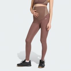 Legginsy Optime Essentials Full-Length (Maternity). Brązowe legginsy Adidas, xs, bez wzorów, z materiału. Za 219.00 zł.