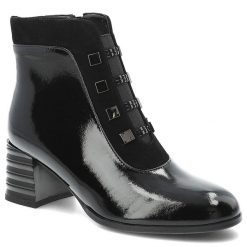 Czarne Botki S.Barski Modne Lakierowane Buty Damskie. Czarne botki S.BARSKI, bez wzorów, z lakierowanej skóry, bez obcasa, na obcasie, bez zapięcia. Za 263.99 zł.