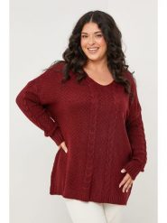 Curvy Lady Sweter w kolorze bordowym rozmiar: 44/46. Czerwone swetry Curvy Lady, bez wzorów, bez ramiączek. Za 130.50 zł.