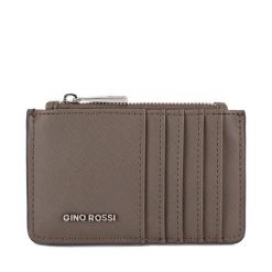 Etui na karty kredytowe Gino Rossi. Brązowe portfele Gino Rossi, bez wzorów. Za 49.99 zł.