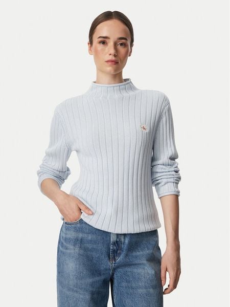 Calvin Klein Jeans Sweter LV047H304G Niebieski jasny Regular Fit. Niebieskie swetry Calvin Klein Jeans, s, bez wzorów, z bawełny, bez ramiączek. Za 409.99 zł.