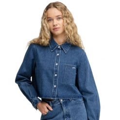 Damska koszula dżinsowa crop top Siroko Nimes-W Blue. Niebieskie koszule SIROKO, bez wzorów, z bawełny, klasyczne, bez kołnierzyka, bez ramiączek. Za 211.00 zł.