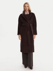 Marella Płaszcz wełniany English 2523016142 Brązowy Regular Fit. Brązowe płaszcze Marella, na zimę, bez wzorów, z wełny, bez kaptura. Za 3,499.00 zł.