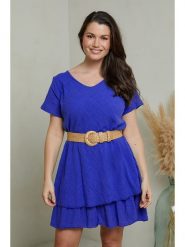 Curvy Lady Sukienka w kolorze niebieskim rozmiar: 44/46. Niebieskie sukienki Curvy Lady, bez wzorów, klasyczne, bez kołnierzyka, bez ramiączek, midi. Za 150.45 zł.