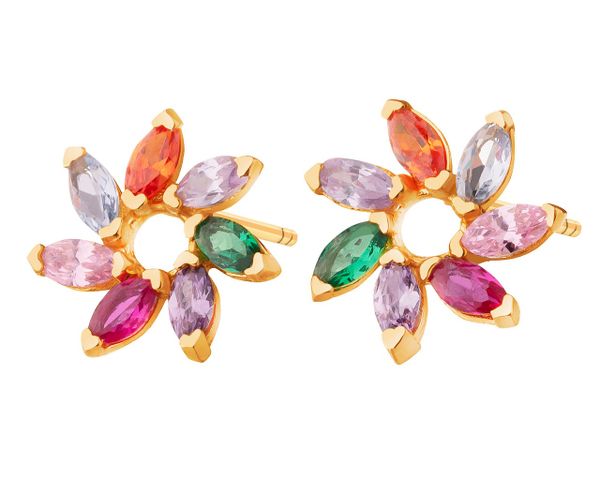 Złote kolczyki z cyrkoniami - kwiaty. Żółte kolczyki Apart, z cyrkonią, złote. Za 649.00 zł.