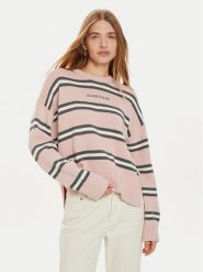 Guess Jeans Sweter W4BR09 Z3HM1 Różowy Regular Fit. Czerwone swetry Guess Jeans, xl, z aplikacjami, z bawełny, bez ramiączek. Za 199.99 zł.