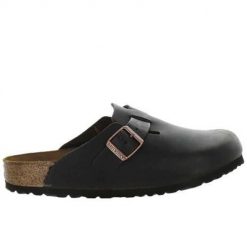 Klapki unisex Birkenstock Boston BS S. Czarne klapki Birkenstock, bez wzorów, z materiału, bez obcasa. Za 929.00 zł.