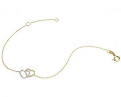 Bransoletka z żółtego złota z diamentami - serca - 0,04 ct - próba 375. Żółte bransoletki Apart, z diamentem, złote. Za 1,129.00 zł.