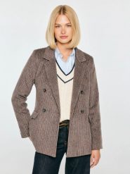 Marynarka damska z dodatkiem wełny w kratę brązowa rosemunda 803. Brązowe marynarki i żakiety Big Star, l, bez wzorów, z tkaniny, eleganckie. Za 349.99 zł.