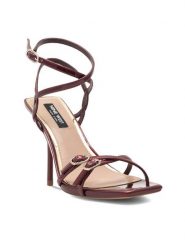 Nine West Sandały FARAZA ZL23014CC Bordowy. Czerwone sandały Nine West, bez wzorów, ze skóry, bez obcasa, na szpilce, bez zapięcia. Za 113.99 zł.