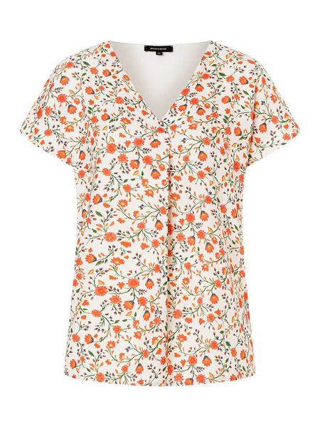 More & More Koszulka w kolorze biało-pomarańczowym rozmiar: 34. Białe bluzki More & More, s, bez wzorów, z wiskozy, klasyczne, bez kołnierzyka, bez ramiączek. Za 32.83 zł.