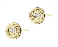 Kolczyki z żółtego złota z diamentami - kwiaty - 0,008 ct - próba 375. Żółte kolczyki Apart, z diamentem, złote. W wyprzedaży za 853.30 zł.
