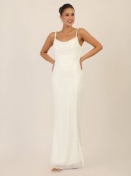 APART Sukienka w kolorze kremowym rozmiar: 36. Brązowe sukienki Apart, bez wzorów, bez kołnierzyka, bez ramiączek, maxi. Za 556.99 zł.