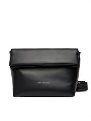 Tommy Hilfiger Torebka Th Logotape AW0AW17692 Czarny. Czarne listonoszki TOMMY HILFIGER, bez wzorów, ze skóry, bez dodatków. Za 599.99 zł.