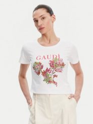 Gaudi T-Shirt 511BD64036 Biały Regular Fit. Białe t-shirty Gaudi, s, bez wzorów, z bawełny, bez kołnierzyka, bez ramiączek. Za 169.99 zł.