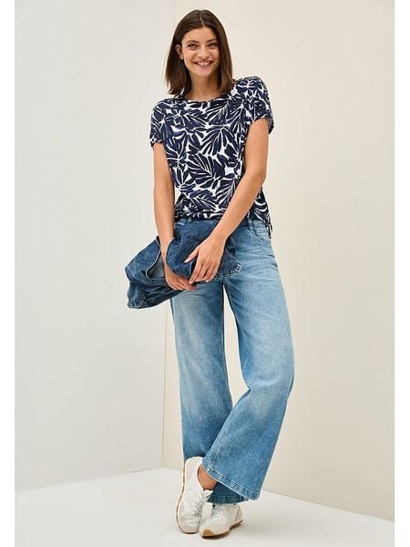 Cecil Koszulka w kolorze granatowo-białym rozmiar: L. Niebieskie bluzki Cecil, l, bez wzorów, z bawełny, bez kołnierzyka, bez ramiączek. Za 61.17 zł.