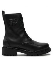 DKNY Botki K4433012 Czarny. Czarne botki DKNY, bez wzorów, ze skóry, bez obcasa, na płaskiej podeszwie, bez zapięcia. Za 829.99 zł.