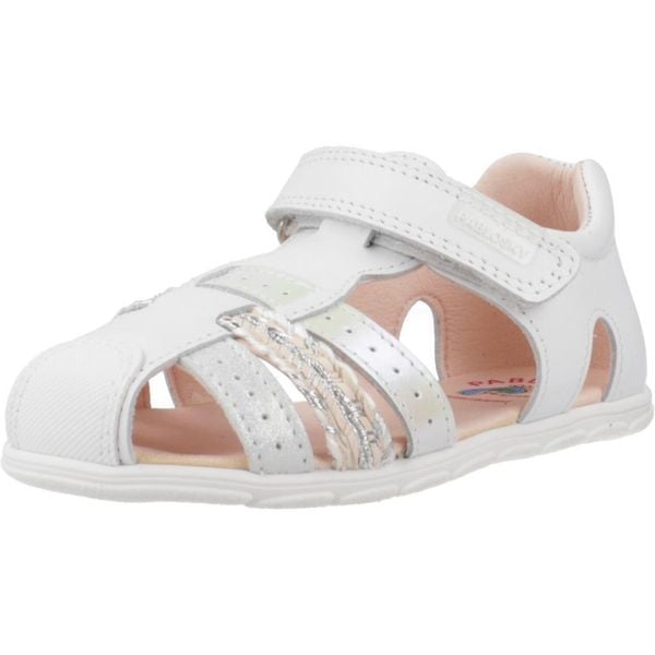 Sandały PABLOSKY 051400P Biały. Białe sandały PABLOSKY, bez wzorów, ze skóry, bez obcasa, bez zapięcia. Za 232.99 zł.