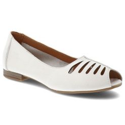 Baleriny damskie Maciejka, cholewka ze skóry naturalnej z ażurowymi wycięciami odkryty przód typu peep toe niski stabilny obcas, białe, P7541-11/00-1. Białe baleriny Maciejka, w ażurowe wzory, ze skóry, z otwartym noskiem, bez obcasa, na obcasie. Za 209.00 zł.