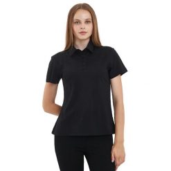 Koszulka Polo Damska 100% Merino Woolona. Czarne koszulki polo WOOLONA, bez wzorów, bez kołnierzyka, bez ramiączek. Za 320.00 zł.