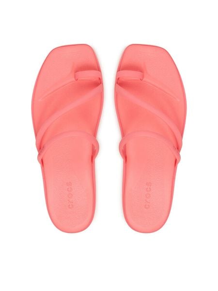 Crocs Japonki Miami Toe Loop Sandal 209862 Różowy. Czerwone klapki Crocs, bez wzorów, z tworzywa sztucznego, bez obcasa. Za 150.99 zł.
