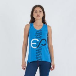 Top treningowy BUBLE z bawełny damski. Niebieskie topy ELPLAYER, bez wzorów, z bawełny, bez kołnierzyka, bez ramiączek. Za 43.00 zł.