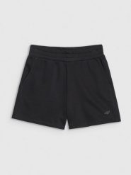 4F Spodenki dresowe damskie - czarne XS. Czarne szorty 4f, bez wzorów, z bawełny, sportowe. Za 59.99 zł.