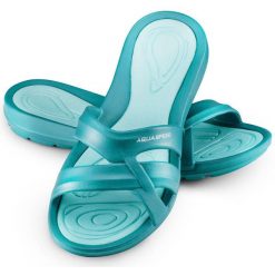 Klapki basenowe damskie PANAMA. Niebieskie klapki Aqua-Speed, bez wzorów, bez obcasa. Za 69.99 zł.