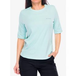 Koszulka damska Columbia Sun Trek 1/2 Sleeve Tee. Zielone koszulki sportowe Columbia, bez wzorów, bez ramiączek. Za 101.99 zł.