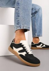 Czarne Sneakersy Tenisówki Ozdobione Wstawkami Ysalesa. Czarne obuwie sportowe Renee, bez zapięcia, tenisowe. Za 69.99 zł.