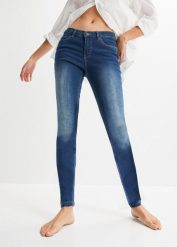 Dżinsy Skinny ze stretchem, średni stan. Niebieskie jeansy bonprix, bez wzorów. Za 82.99 zł.