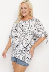 Biała Bluzka z Ozdobnym Wiązaniem przy Rękawach Fialia. Białe bluzki Born2be, plus size, bez wzorów, z jeansu, biznesowe, bez kołnierzyka, plus size, bez ramiączek. W wyprzedaży za 84.99 zł.