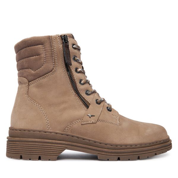 Trzewiki Tamaris. Brązowe botki Tamaris, bez wzorów, bez obcasa, na płaskiej podeszwie, bez zapięcia. Za 369.99 zł.