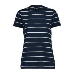 Koszulka w paski z okrągłym dekoltem damska CMP. Niebieskie bluzki CMP, bez wzorów, sportowe, bez kołnierzyka, bez ramiączek. Za 135.45 zł.