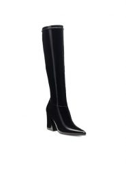 Nine West Kozaki SHARLEEZ 13196H Czarny. Czarne kozaki Nine West, z tworzywa sztucznego, bez obcasa, na słupku, bez zapięcia. Za 329.99 zł.