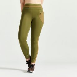 Legginsy fitness damskie Domyos. Zielone legginsy DOMYOS, l, bez wzorów, z elastanu, z podwyższonym stanem. Za 109.99 zł.