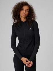 4F Bluza slim bez kaptura damska - czarna S. Czarne bluzy sportowe 4f, s, bez wzorów, bez kaptura. Za 189.99 zł.