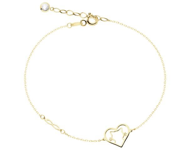 Złota bransoletka z cyrkonią - nieskończoność, serce, kot. Żółte bransoletki Apart, z cyrkonią, złote. Za 929.00 zł.