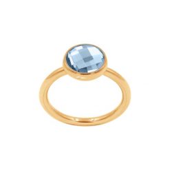 Pierścionek z niebieskim kryształem pozłacany. Żółte pierścionki Lilou, pozłacane. Za 159.00 zł.