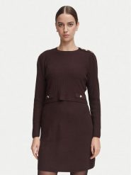 Morgan Sukienka dzianinowa 252-RMILOW Brązowy ciemny Slim Fit. Brązowe sukienki Morgan, l, bez wzorów, z dzianiny, bez kołnierzyka, bez ramiączek. Za 459.99 zł.