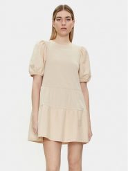 Brave Soul Sukienka letnia LDRJ-544AMIEST Beżowy Straight Fit. Brązowe sukienki Brave Soul, na lato, l, bez wzorów, z bawełny, bez kołnierzyka, bez ramiączek. Za 79.99 zł.