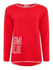 Zwillingsherz Sweter "Smile" w kolorze czerwonym rozmiar: L. Czerwone swetry Zwillingsherz, l, bez wzorów, z kaszmiru, bez ramiączek. Za 193.70 zł.