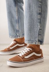 Brązowe Tenisówki Trampki pod Kostkę z Ozdobnym Paskiem Wiolana. Brązowe trampki Born2be, bez wzorów, z jeansu, bez zapięcia. Za 79.99 zł.