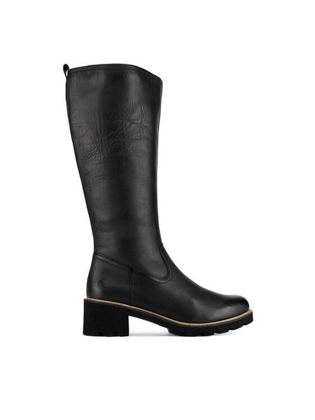 Remonte Kozaki D0A79-00 Czarny. Czarne kozaki Remonte, ze skóry, bez obcasa, na słupku, bez zapięcia. Za 447.00 zł.