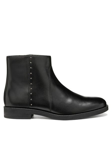 Geox Botki D Esmeena D6811B 43 C9999 Czarny. Czarne botki Geox, bez wzorów, ze skóry, bez obcasa, na płaskiej podeszwie, bez zapięcia. Za 549.99 zł.