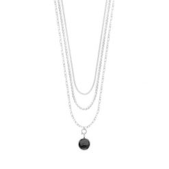 Naszyjnik Multichain z posrebrzanym czarnym kryształem. Czarne naszyjniki Lilou, posrebrzane. Za 428.00 zł.